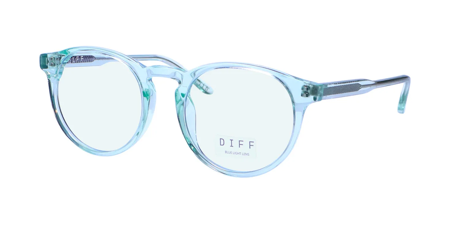 Diff Sawyer Blue Light Lens labbb Eyeglasses Lagoon Crystal 47mm Unisex