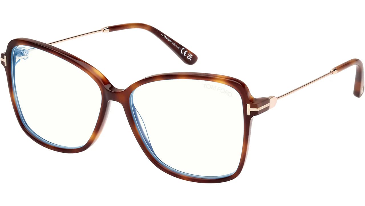 Tom Ford FT5953B 053 Eyeglasses Blonde Havana 55mm Women