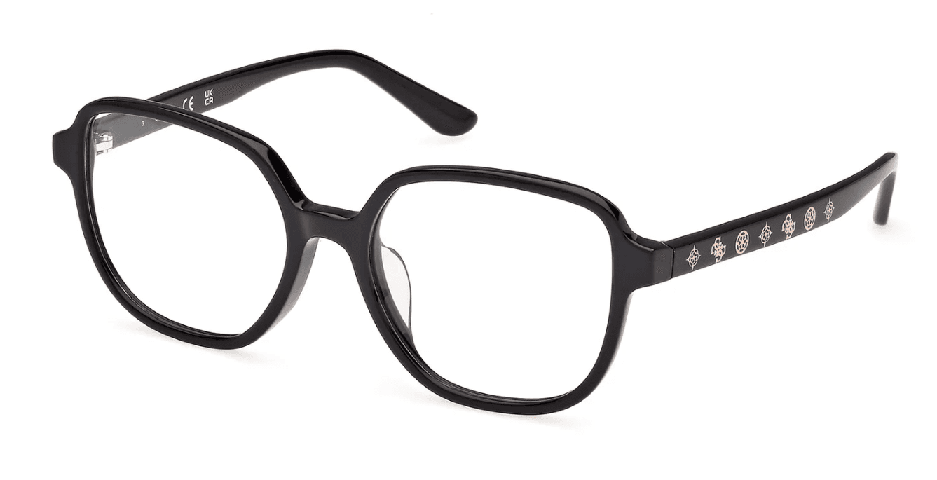 Guess GU50154D 001 Eyeglasses Shiny Black 52mm Women