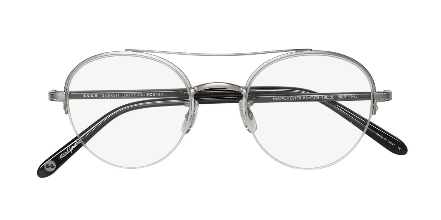 Garrett Leight Manchester Blue Light Technology bs-gcr Eyeglasses Brushed Silver 48mm Unisex 2