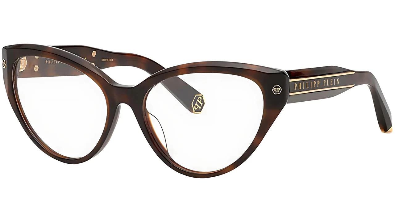 Philipp Plein VPP052M 0752 Eyeglasses Shiny Dark Havana 54mm Women
