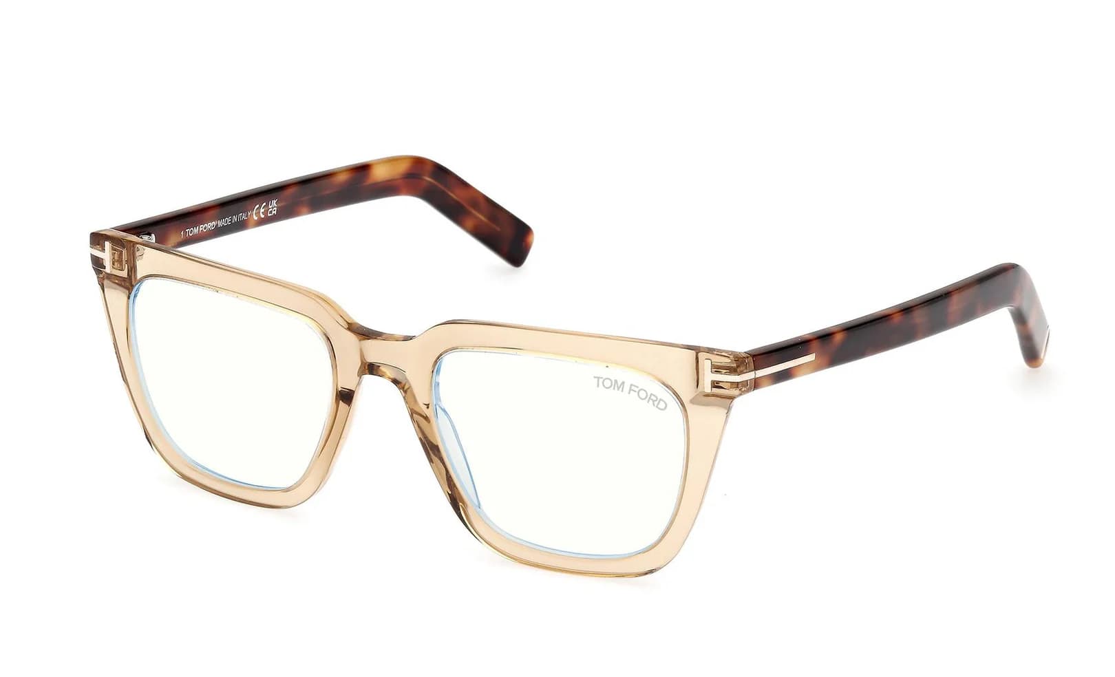 Tom Ford FT5963B 045 Eyeglasses Shiny Light Brown 50mm Men