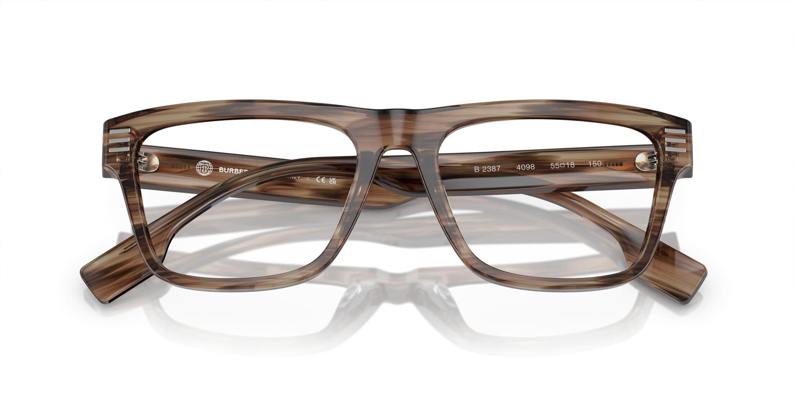 Burberry 0BE2387 4098 Eyeglasses Transparent Green Horn 53mm Men 5