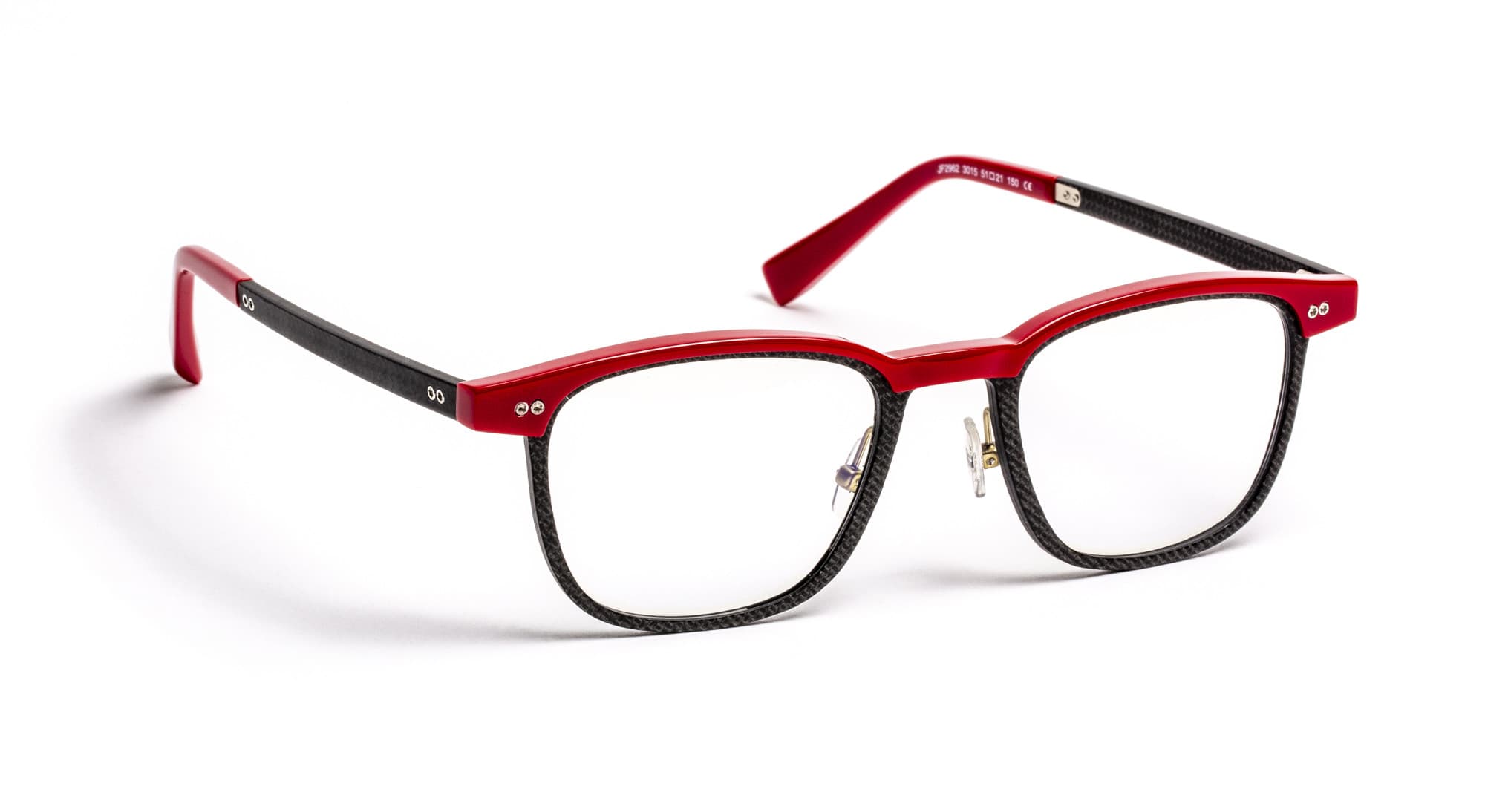 J.F. Rey JF2962 C3015 Eyeglasses Red/fiber Silver/carbon 51mm Men