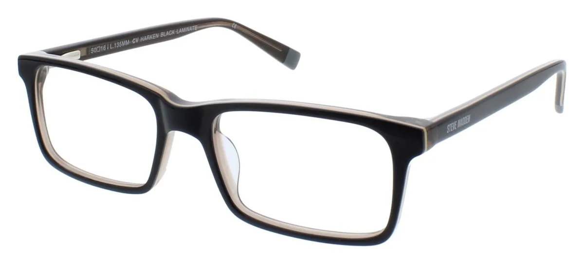 Steve Madden Harken Eyeglasses Black Laminate 50mm Men