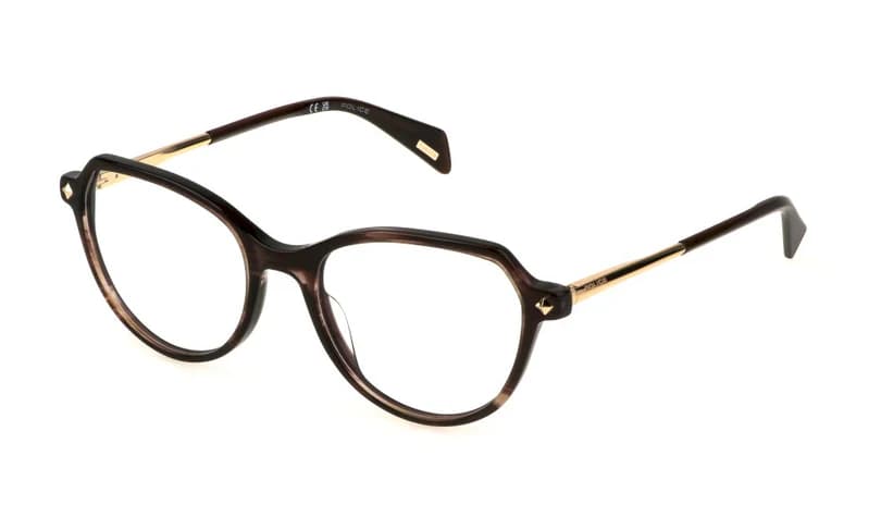Police VPLM07 0AG9 Eyeglasses Olive Brown 52mm Women
