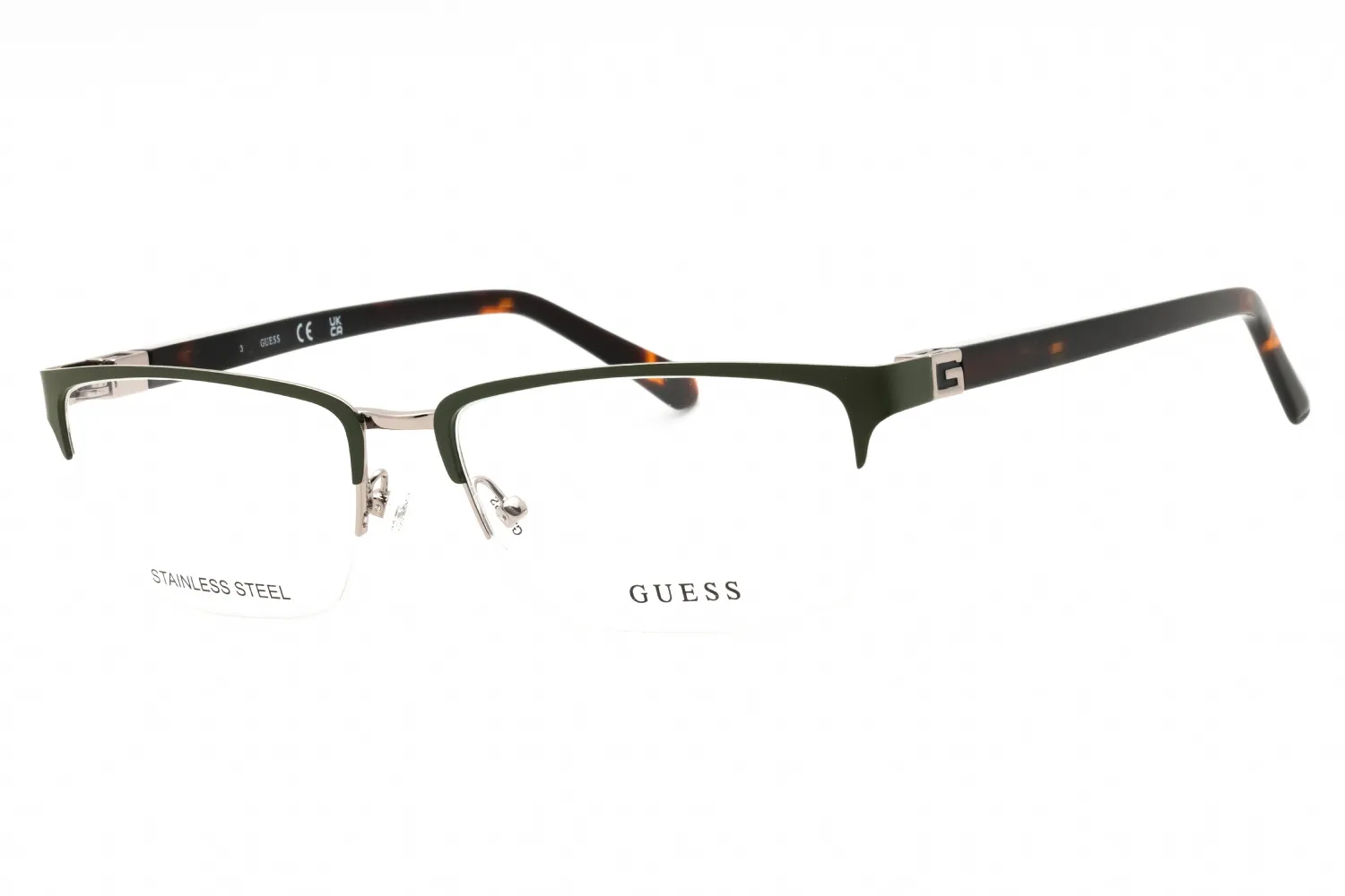 Guess GU50191 097 Eyeglasses Matte Dark Green Dark Havana 58mm Men