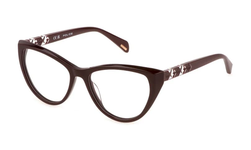 Police VPLL31M 0G96 Eyeglasses Shiny Burgundy 53mm Women