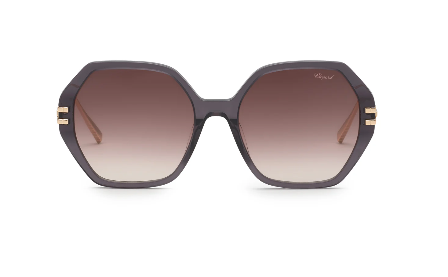 Chopard SCH370M 0705 Sunglasses Shiny Transparent Dark Grey 57mm Women 2