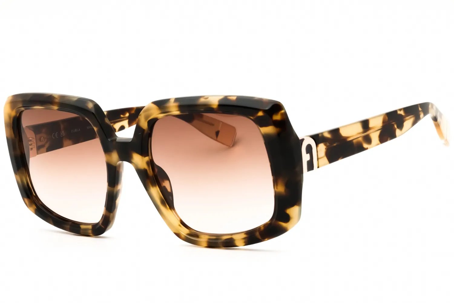 Furla SFU709 0801 Sunglasses Light Yellow Havana 54mm Women