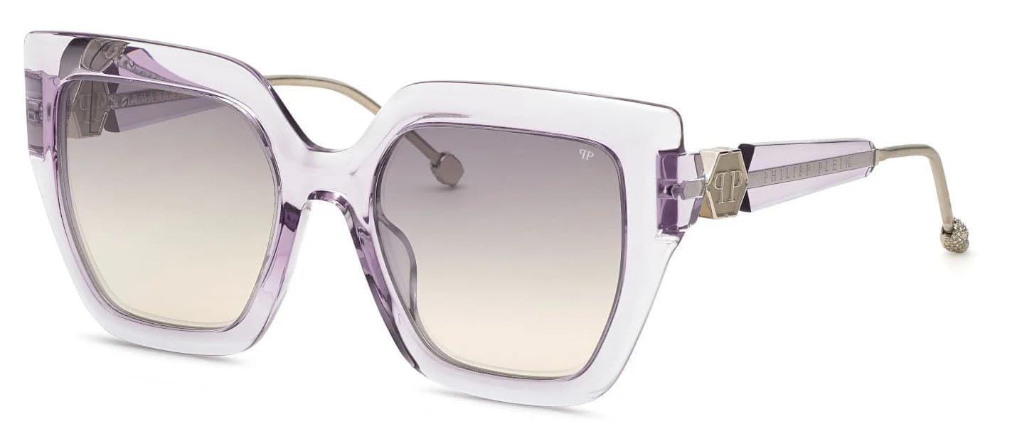 Philipp Plein SPP064S P52X Sunglasses Shiny Transparent Lilac 53mm Women