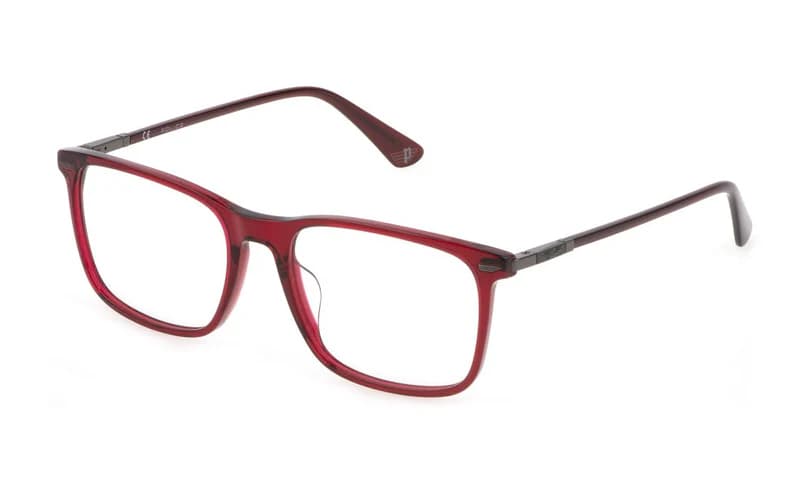 Police VPLF80 0954 Eyeglasses Transparent Burgundy 53mm Men