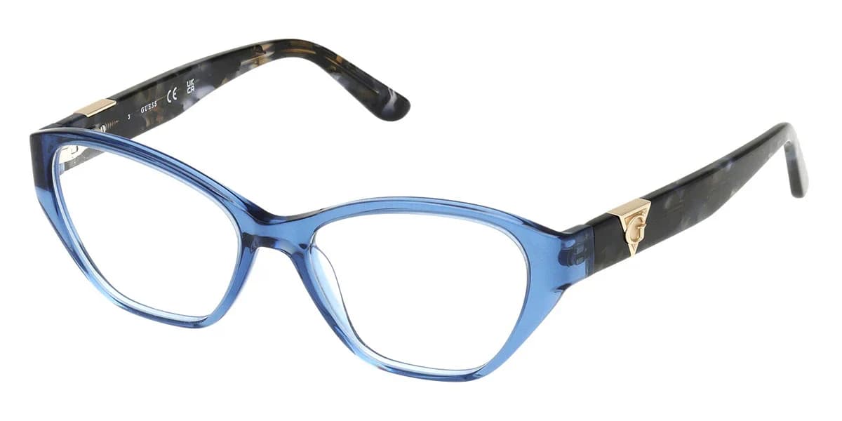Guess GU50162 090 Eyeglasses Shiny Blue 51mm Women
