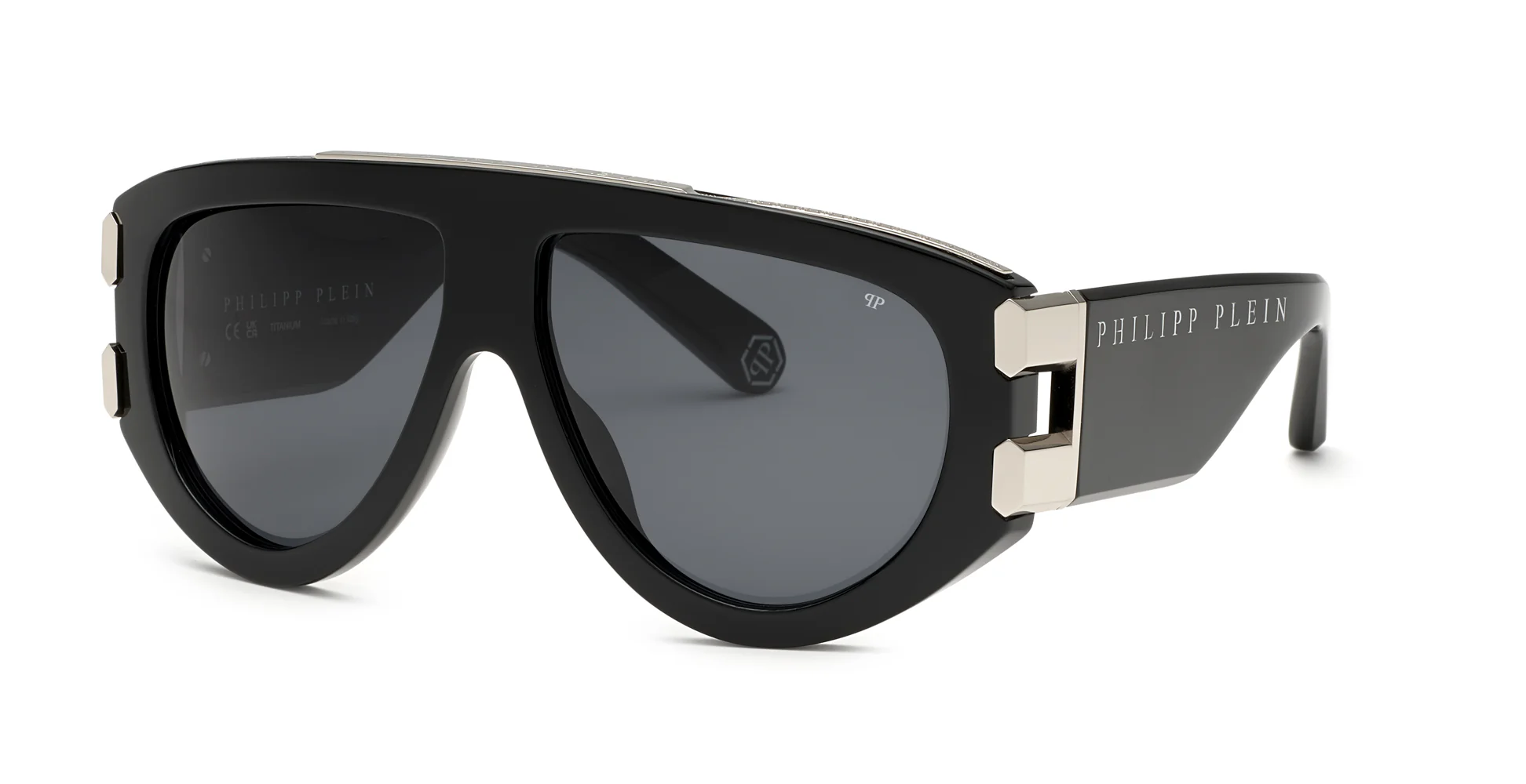 Philipp Plein SPP127M 700G Sunglasses Shiny Black 60mm Unisex