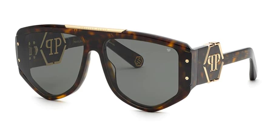 Philipp Plein SPP093M 0722 Sunglasses Polished Dark Tortoise 65mm Men