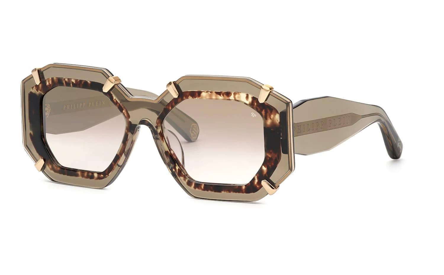 Philipp Plein SPP098V G61G Sunglasses Gloss Transparent Green 5318mm Women
