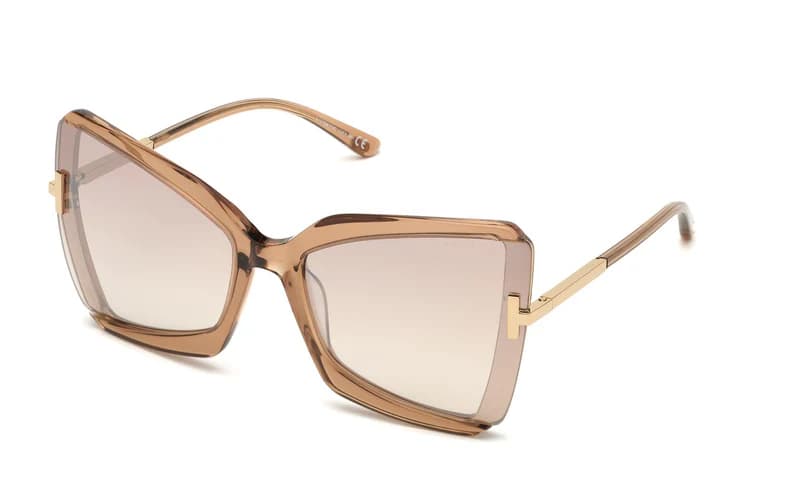 Tom Ford FT0766 GIA 57G Sunglasses Shiny Beige Havana 63mm Women