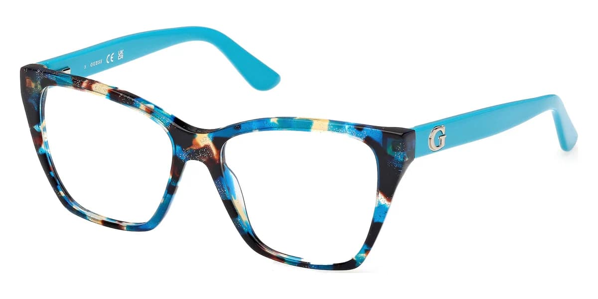 Guess GU50235 087 Eyeglasses Shiny Turquoise 52mm Women