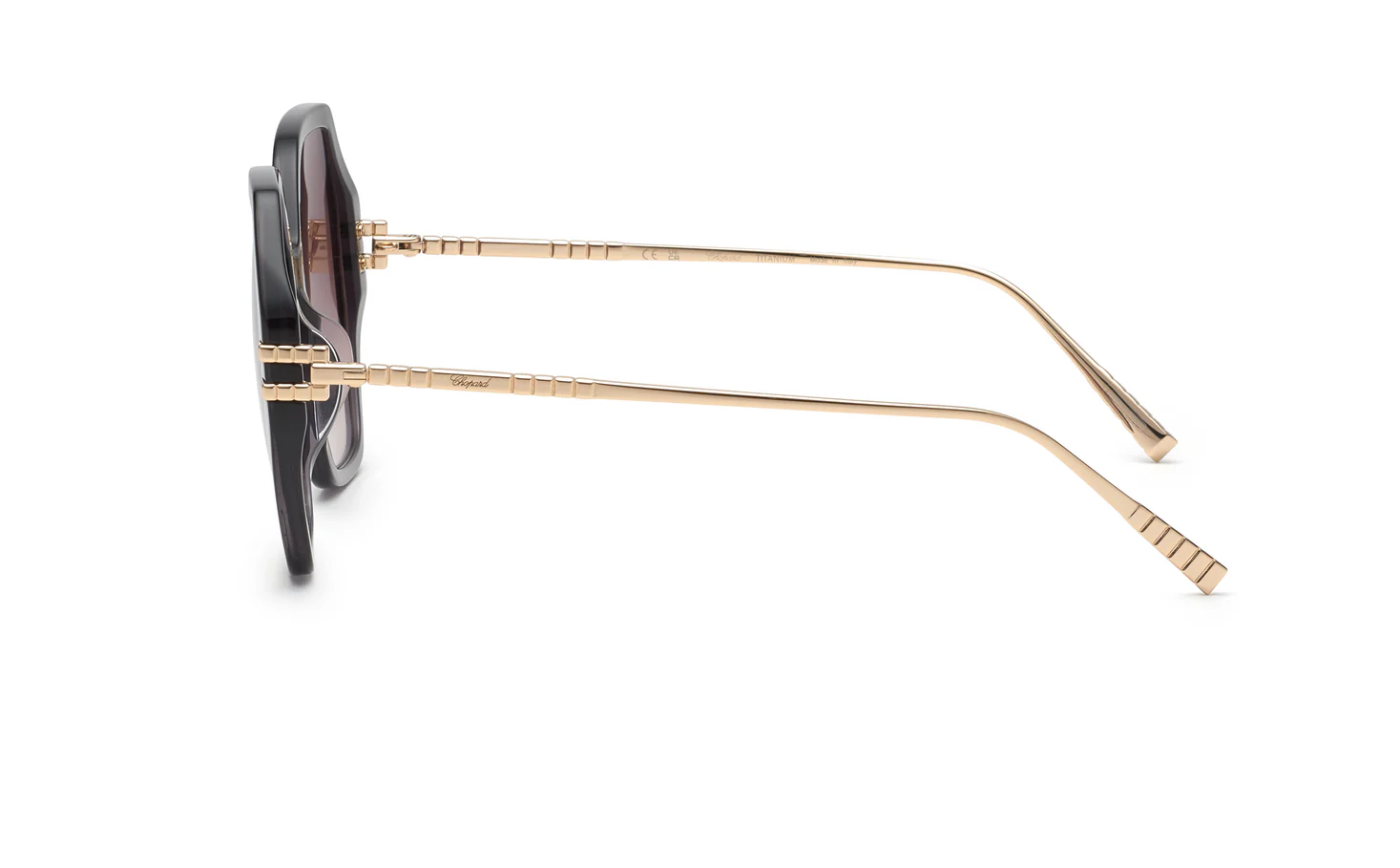 Chopard SCH370M 0705 Sunglasses Shiny Transparent Dark Grey 57mm Women 3