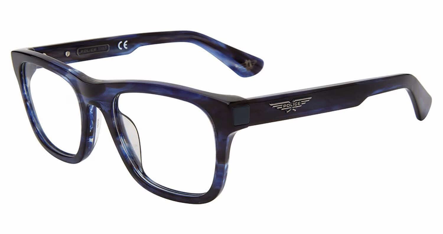 Police VPLE37 06WR Eyeglasses Shiny Streaked Blue 52mm Men
