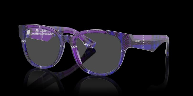 Burberry 0BE2410 4113 Eyeglasses Transparent Checkered Violet 53mm Women