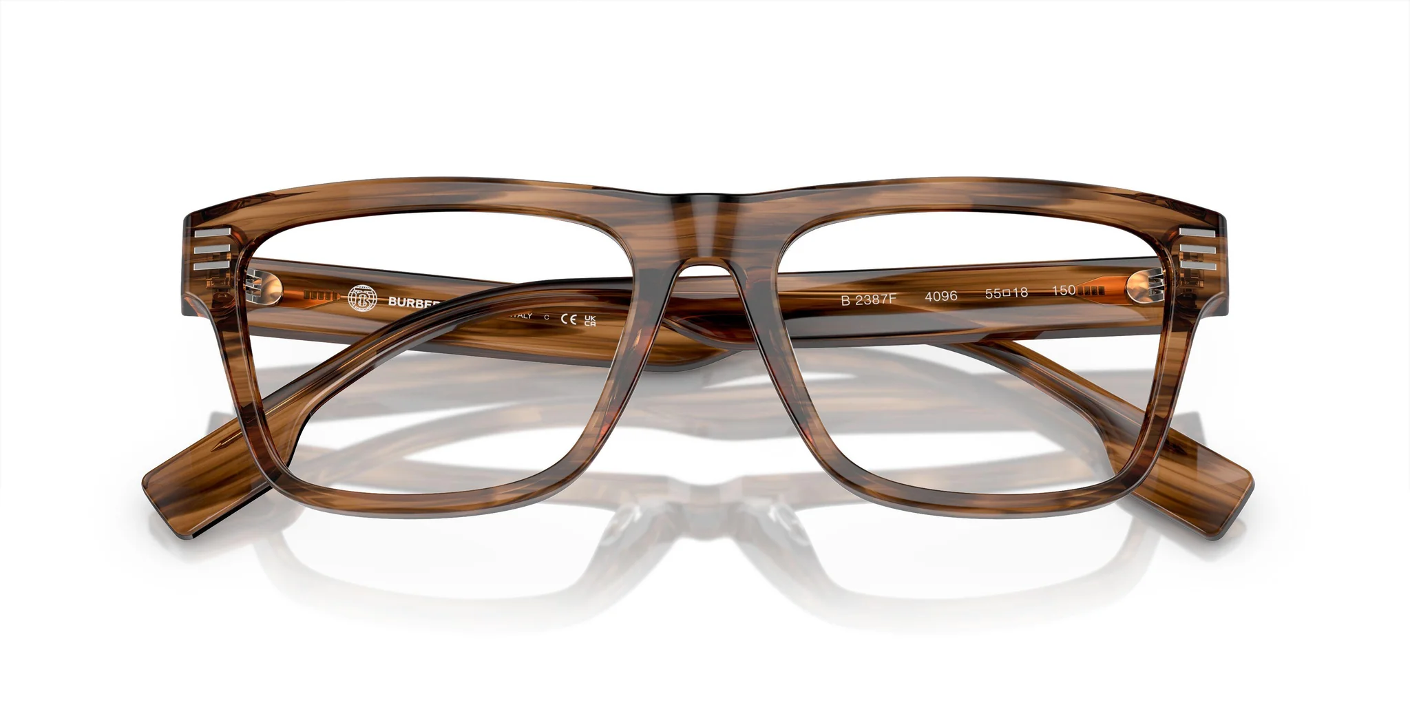 Burberry 0BE2387F 4096 Eyeglasses Transparent Brown Horn 55mm Men 5
