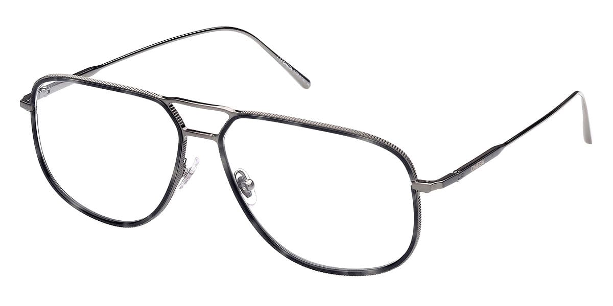 OMEGA OM5027 008 Eyeglasses Shiny Gunmetal 59mm Men