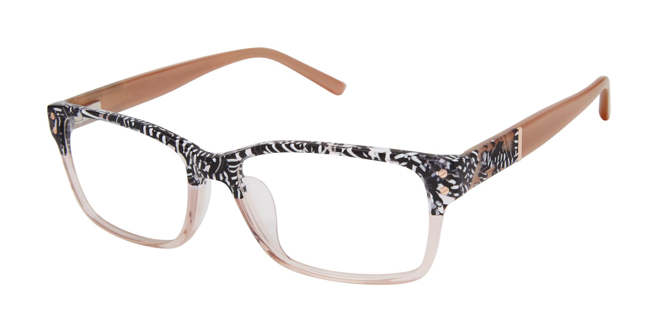 L.A.M.B. LAUF089 BLC Eyeglasses Black White Blush 57mm Women