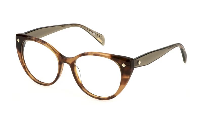 Police VPLM02 09XW Eyeglasses Shiny Medium Havana 52mm Women