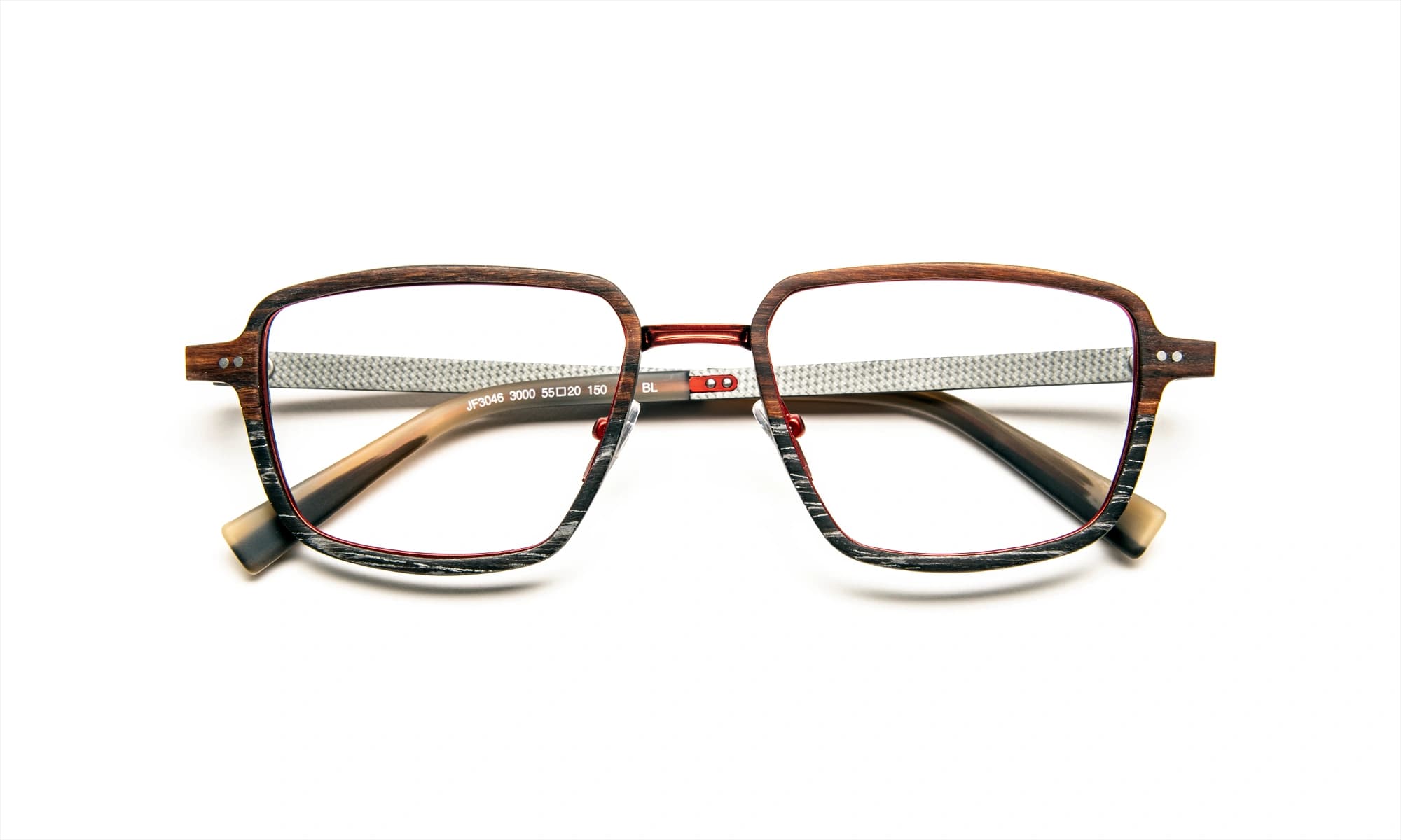 J.F. Rey JF3046 C3000 Eyeglasses Wood/black/red 55mm Men 2