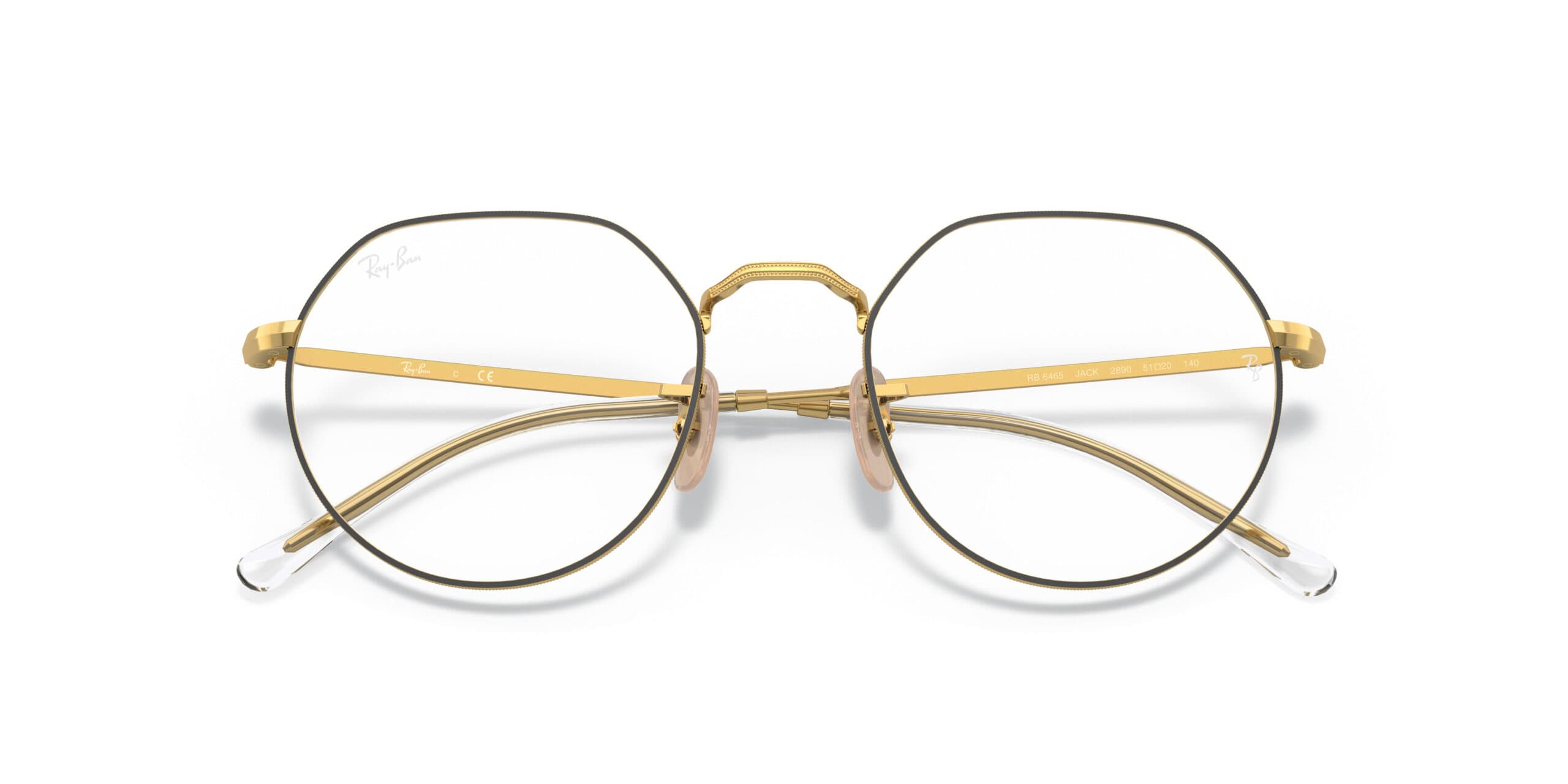 Ray-Ban RB6465 JACK 2890 Eyeglasses Matte Black Gold 51mm Unisex 2