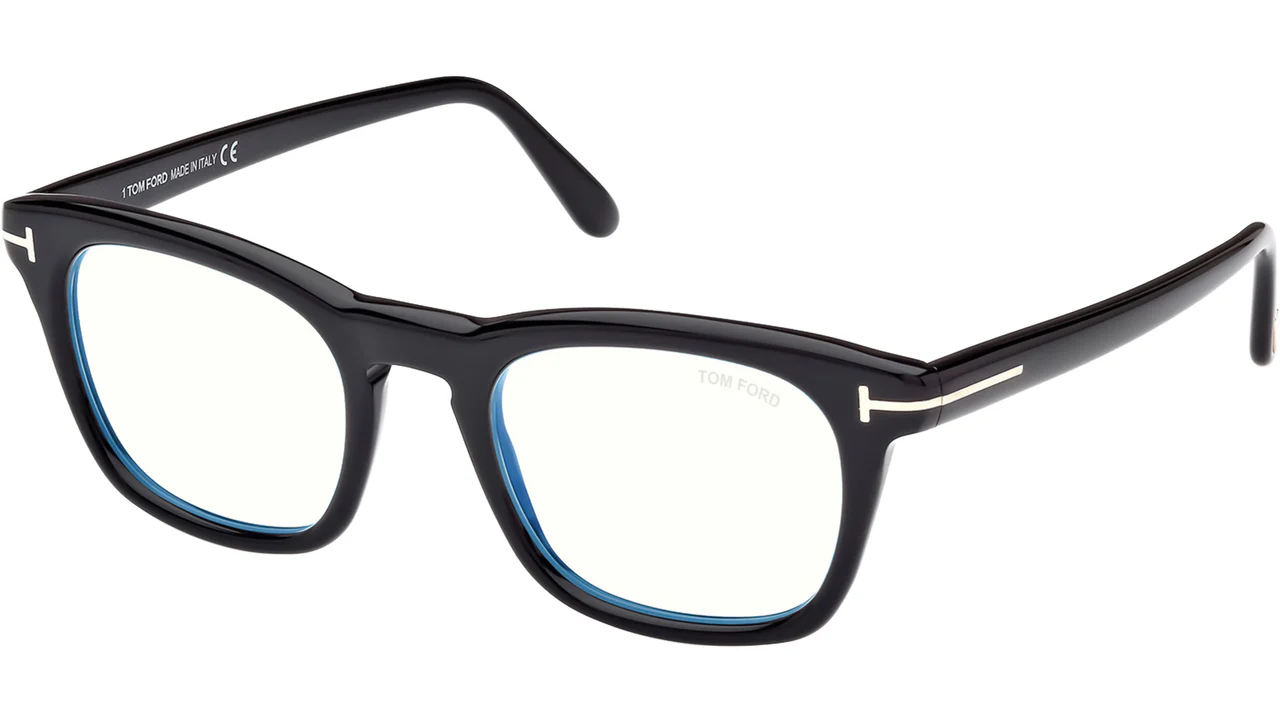 Tom Ford FT5870FB 001 Eyeglasses Shiny Black 52mm Men