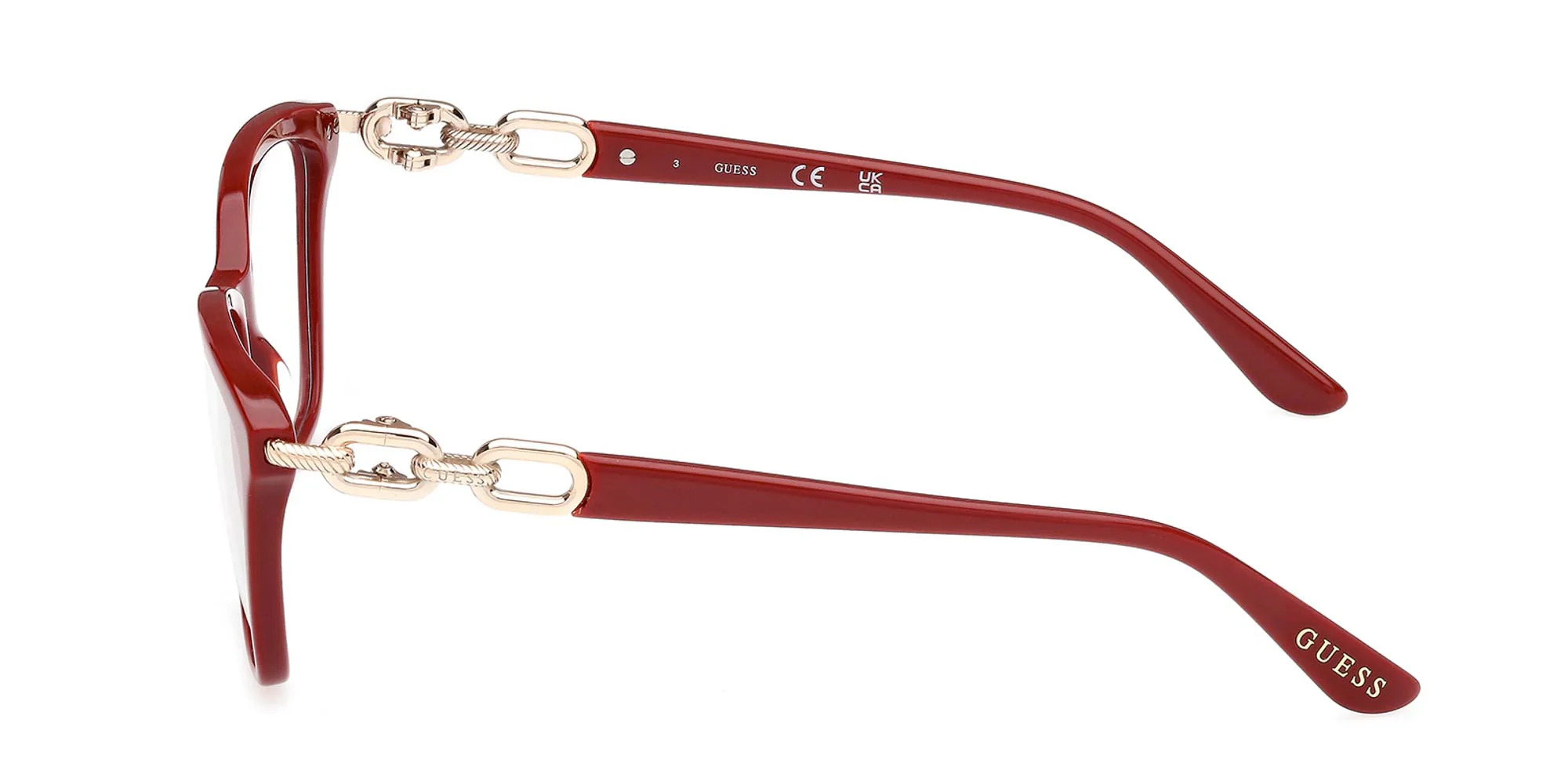 Guess GU50181 066 Eyeglasses Shiny Red 52mm Women 3