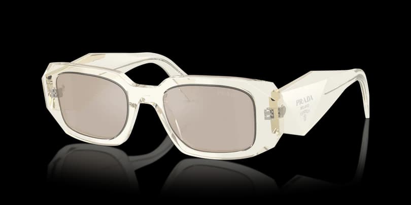 Prada 0PR 17WS 19X30N Sunglasses Transparent Champagne Yellow 49mm Women