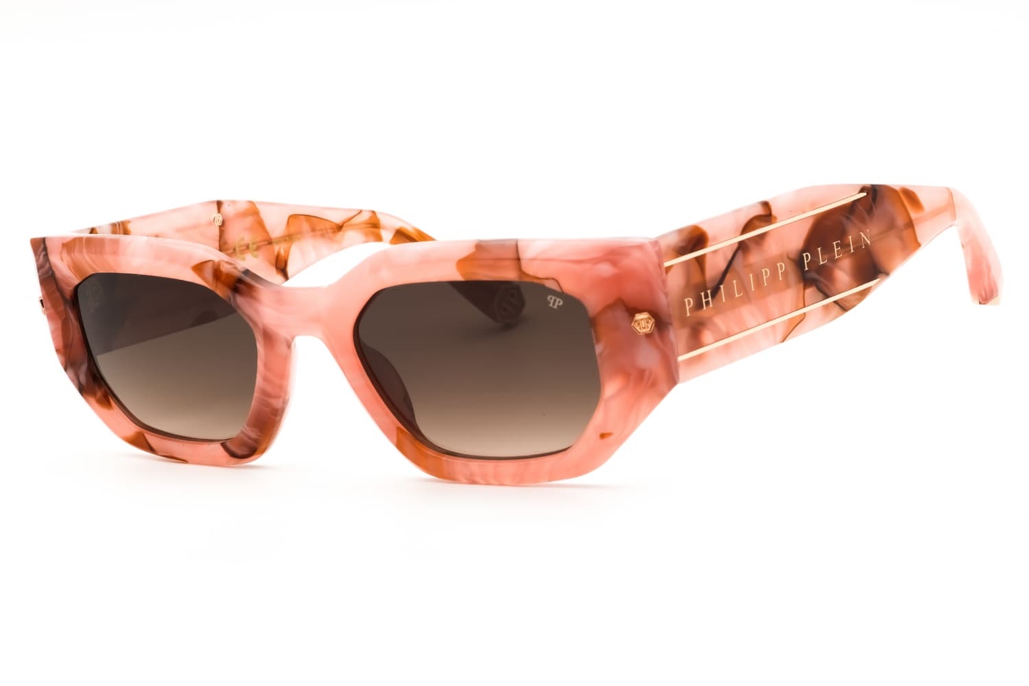 Philipp Plein SPP066M 06Z8 Sunglasses Opaline Pink+marble Pink 51mm Women