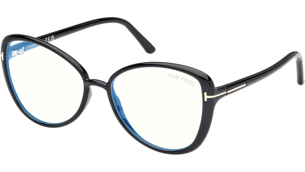 Tom Ford FT5907B 001 Eyeglasses Shiny Black 55mm Women