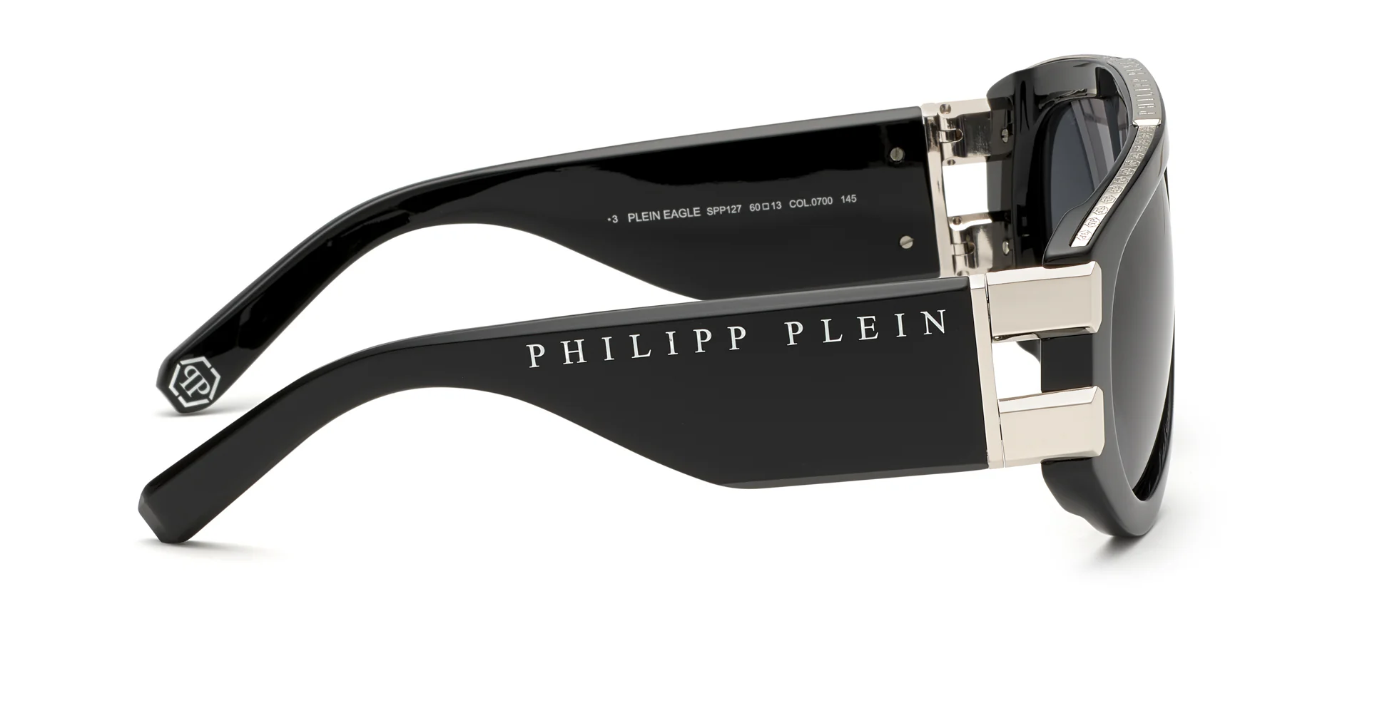 Philipp Plein SPP127M 700G Sunglasses Shiny Black 60mm Unisex 3