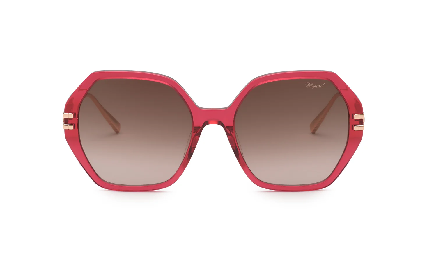 Chopard SCH370M 07AK Sunglasses Shiny Transparent Red 57mm Women 3