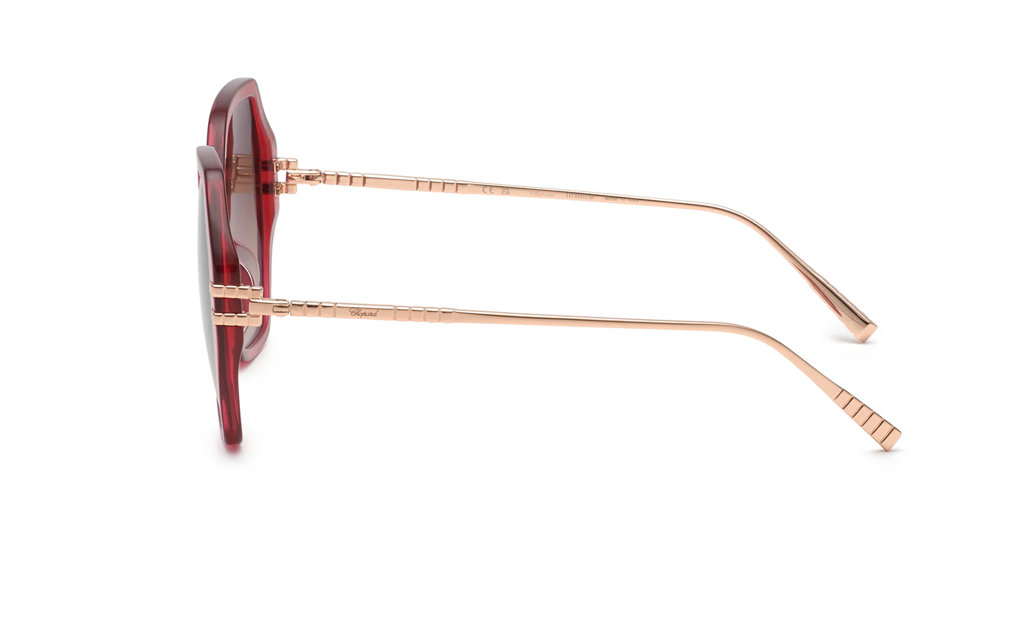 Chopard SCH370M 07AK Sunglasses Shiny Transparent Red 57mm Women 2