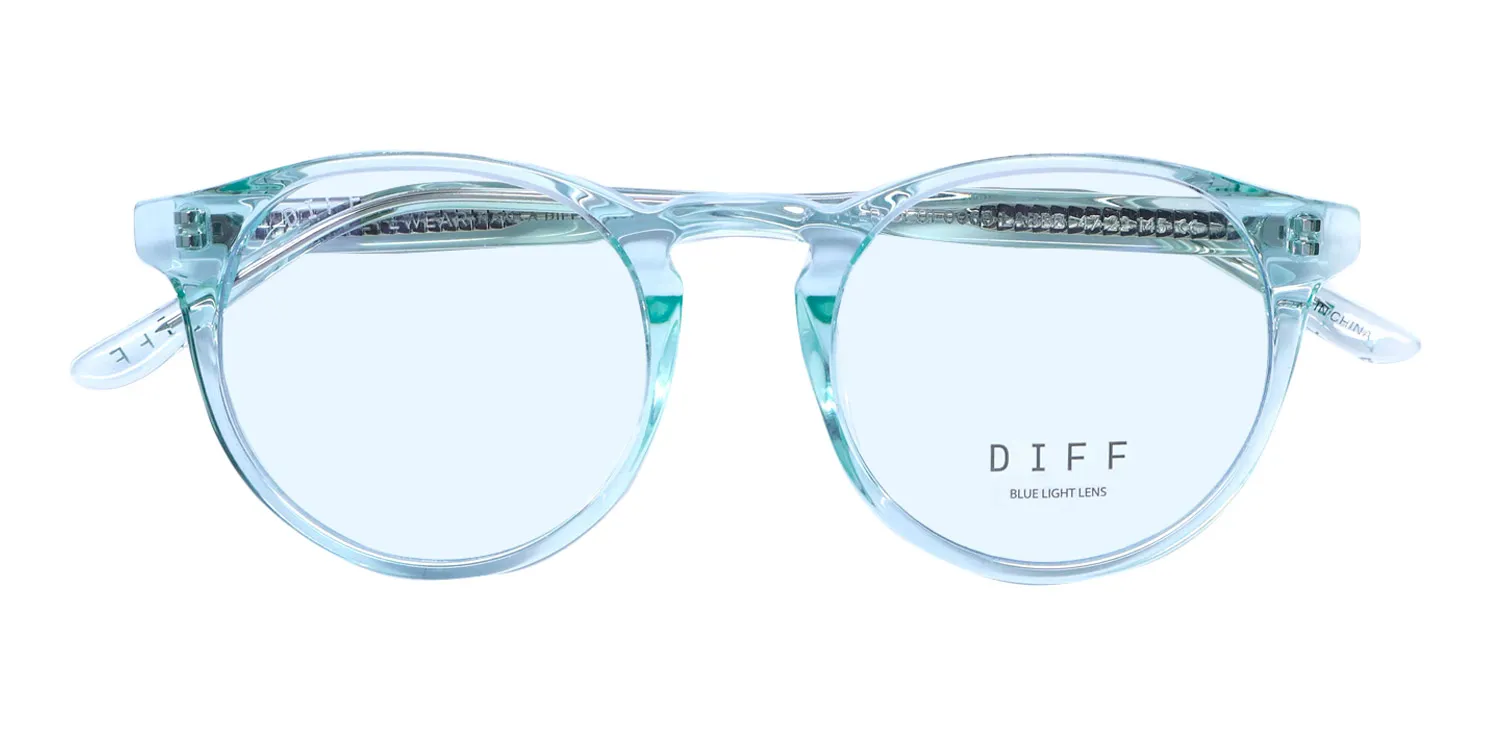 Diff Sawyer Blue Light Lens labbb Eyeglasses Lagoon Crystal 47mm Unisex 2