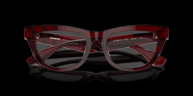 Burberry 0BE2406U 4115 Eyeglasses Transparent Red Checkered 50mm Women 5