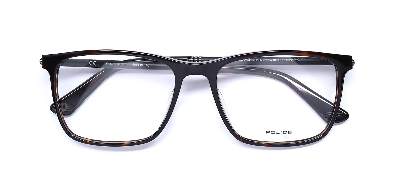 Police Vpl953 Origins 14 0722 Eyeglasses Tortoise 57mm 2