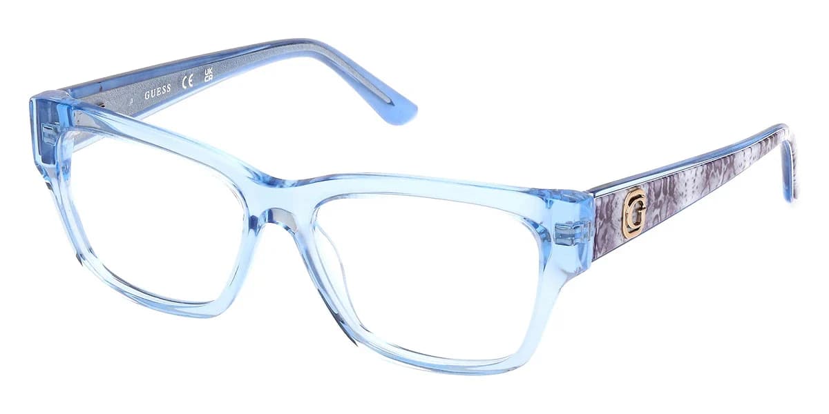 Guess GU50126 84 Eyeglasses Shiny Light Blue 53mm Women