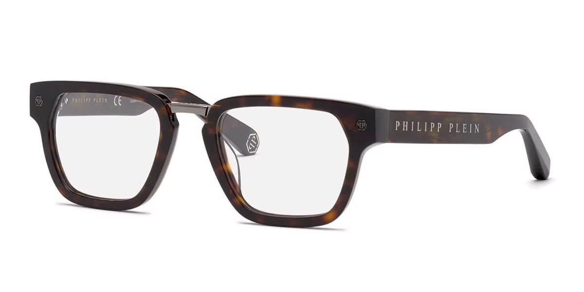 Philipp Plein VPP055W 0722 Eyeglasses Shiny Dark Havana 51mm Men