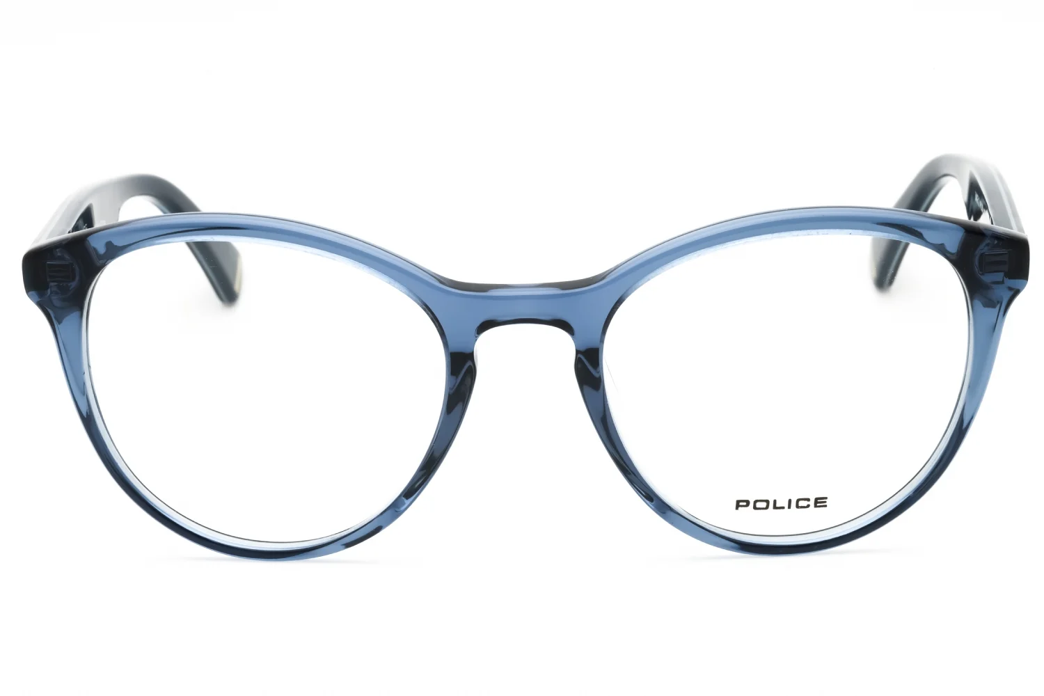 Police VPL764 0955 Eyeglasses Shiny Transparent Blue 50mm Women 2