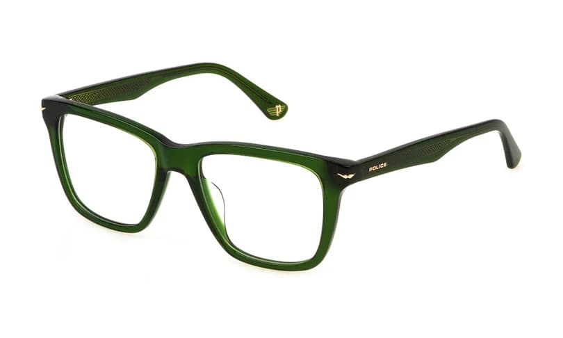 Police VPLN19M 0G61 Eyeglasses Shiny Transparent Green 50mm Men