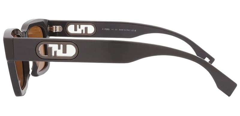 Fendi FE40107F 20J Sunglasses Shiny Dark Grey 56mm Unisex 3