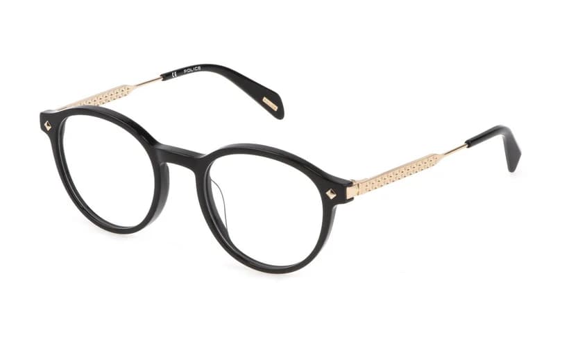 Police VPLG27 0700 Eyeglasses Shiny Black 49mm Women