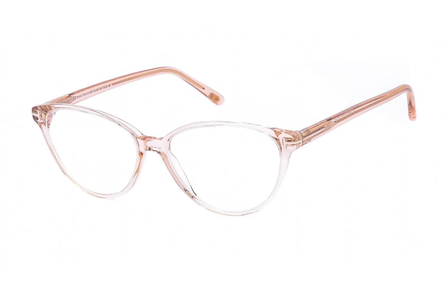 Tom Ford FT5545-B 072 Eyeglasses Shiny Transparent Peach 53mm Women
