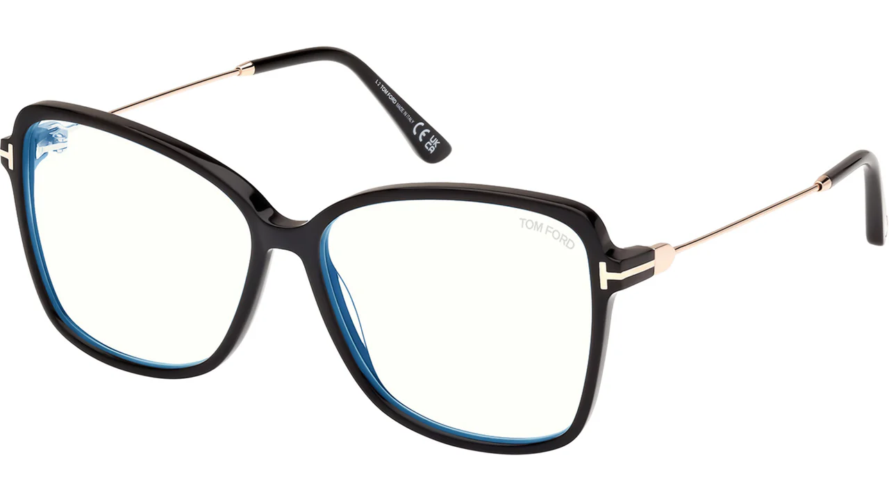 Tom Ford FT5953B 001 Eyeglasses Shiny Black 55mm Women